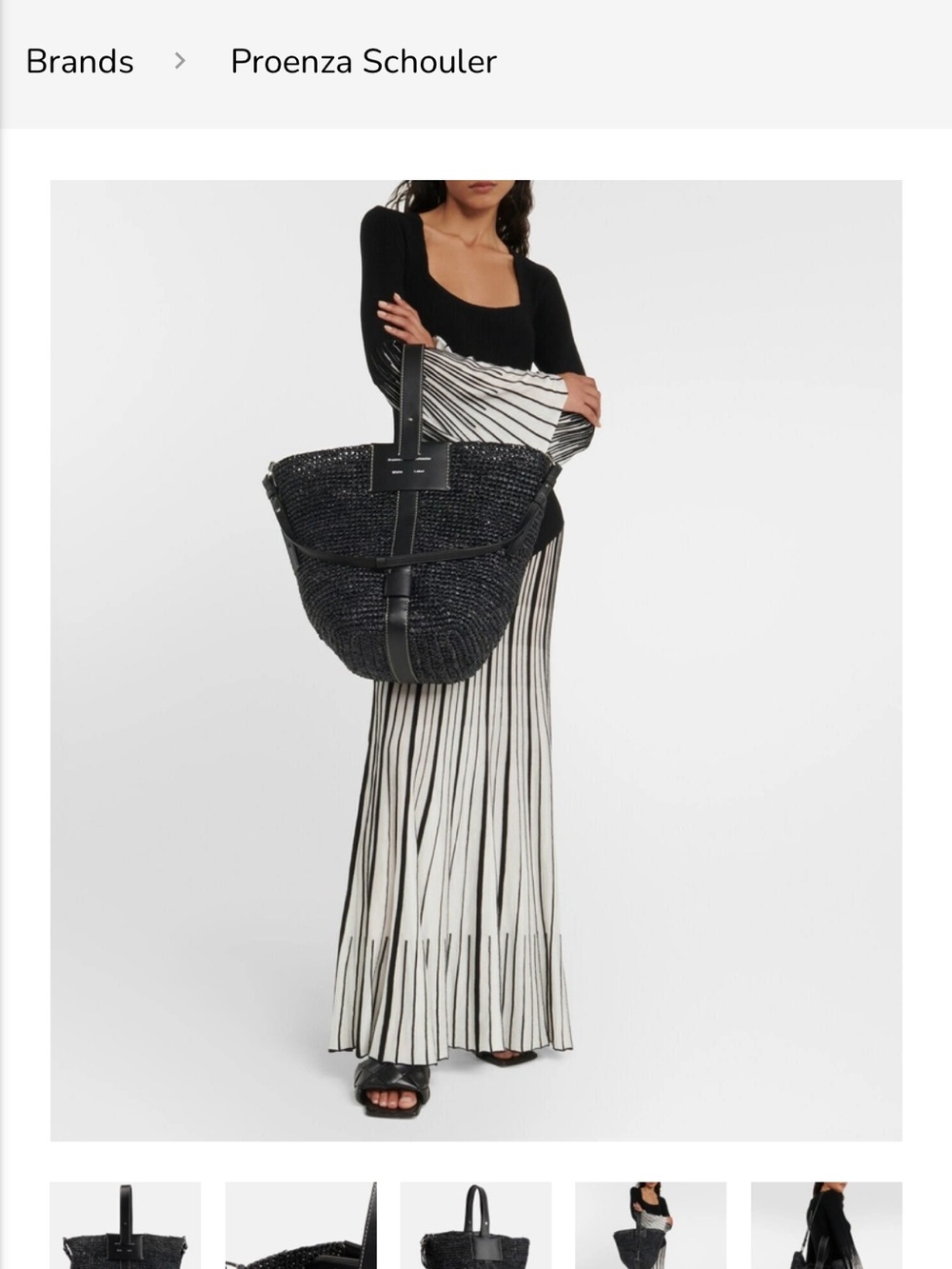Proenza Schouler Black Woven Raffia Tote